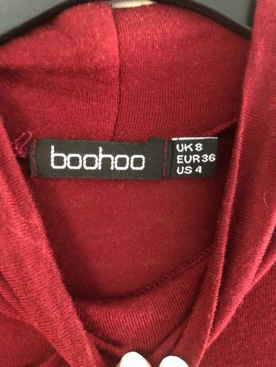 Boohoo high neck wine dress