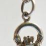 Vintage Sterling Silver Birthstone Claddagh Pendant Necklace 2,5g Length 18" Image 4