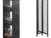 Bar Table  faux marble Bistro Table with 3 Shelves High Kitchen Table with Storage Surfaces Table for Kitchen, Dining Room and Living Room Marble Effect