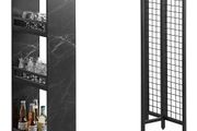 Bar Table  faux marble Bistro Table with 3 Shelves High Kitchen Table with Storage Surfaces Table for Kitchen, Dining Room and Living Room Marble Effect