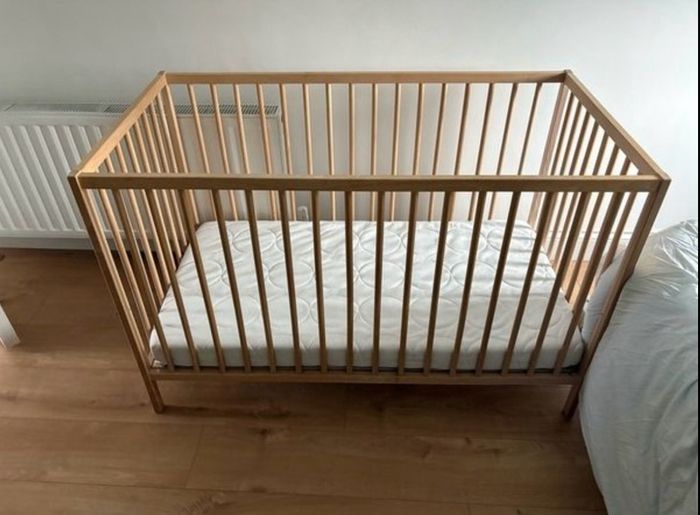 baby cot, mattress and changing table IKEA