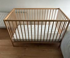 baby bed cot, mattress and changing table IKEA