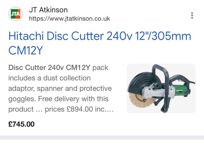 Hitachi Disc Cutter 240v 12"/305mm CM12Y