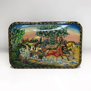 Fedoskino Russia Hand Painted Lacquer Box - Troika