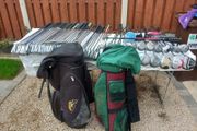 A selection of golf clubs and bags. NOT SELLING SEPARATE