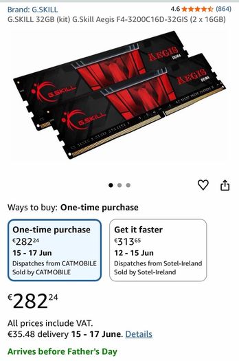 G.Skill Aegis DDR4 32gb (2x16Gb) 3200 Cl16