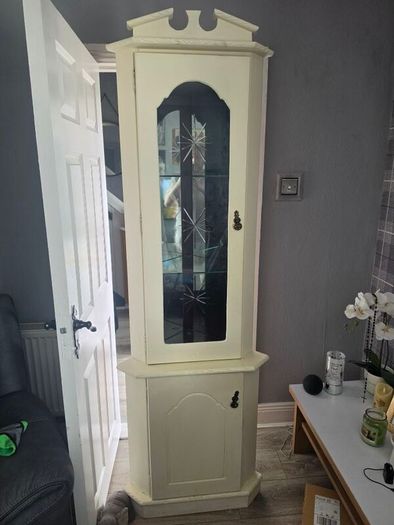 Corner Cabinet Upholsterered With Light Inside Needs A Bit Of Paint