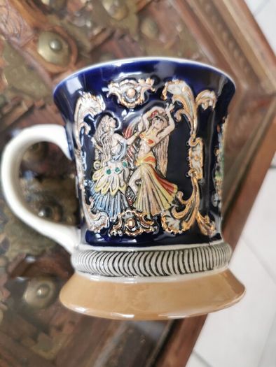 Side Grup Hand Painted Ceramic Mug  Ottoman Orientalist Design  25 euros