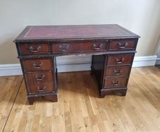 Pedestal desk with leather top
