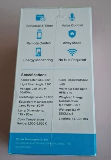TP-Link Tapo L530B Smart Wi-Fi Light Bulb