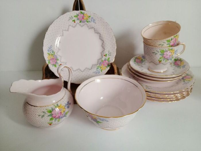 Vintage china tea set, Tuscan china , pink china lot