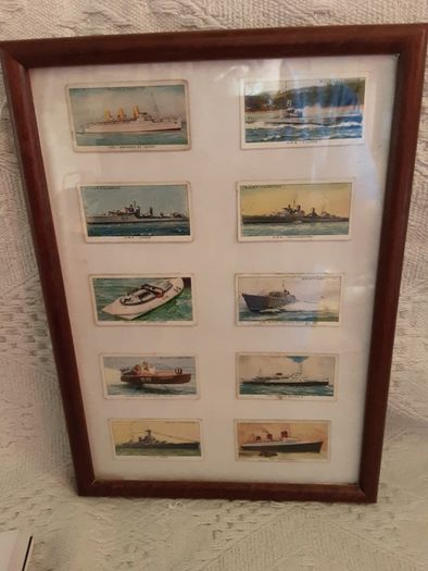 3 x vintage cigarette card's,  pub's  boat's and animal heads