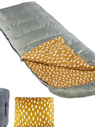 sleeping bag with cotton flannel lining and matching pillow   New