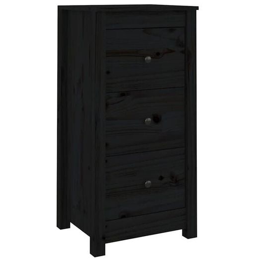 Sideboards 2 pcs Black Solid Wood Pine
