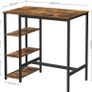 Rectangular Bar Table with 3 Shelves, Kitchen Table, Kitchen Counter, Sturdy Metal Frame, 109 x 60 x 100 cm, Easy Assembly, Industrial Design, Vintage, Dark Brown Image 3
