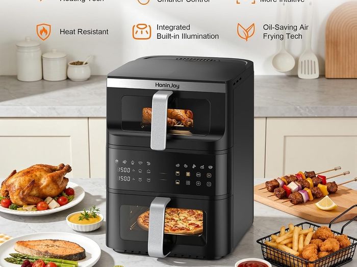 Double Stack Air Fryer, 12L, 2 Drawers With Viewing Window