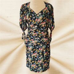 Vintage rare 1980s 1990s designer Emanuel Ungaro floral cotton dress M L