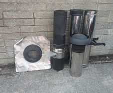 Wood Stove Flue Pipe Bundle - Black & Twin Wall Stainless, Cowl, Flashing Plate, Bracket & Clamp
