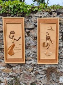 Pair of Decorative Wooden Marquetry Panels
