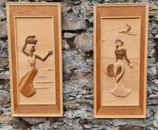 Pair of Decorative Wooden Marquetry Panels