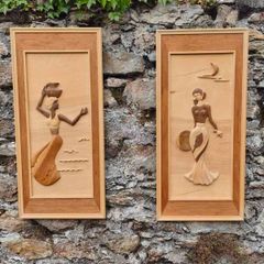 Pair of Decorative Wooden Marquetry Panels
