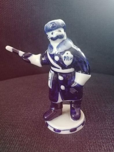 Gzhel Porcelain Russian Militiaman Figurine