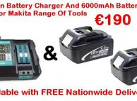main image for ad Twin Li-Ion Battery Charger And 6000mAh Battery Bundle for Makita Range Of Tools