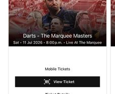 2 x Marquee Masters Darts Tickets Live at the Marquee