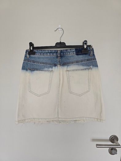 Stradivarius DipDye Ombre Denim Mini Skirt Blue & White