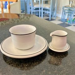 Coffee cup and cream jug