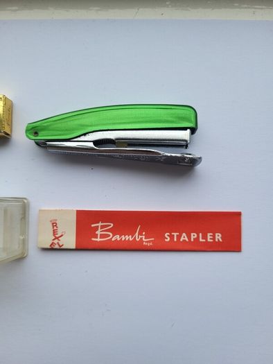 Vintage Miniature Bambi Ofrex Promotional Boxed Stapler.