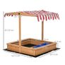 Sand Pit Kids Wooden Sandbox with Cover Children Sandpit Play Station Height Adjustable with Canopy, Bottom Liner, Plastic Basins for Outdoor Aged 3-7 Years Image 3