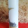 Hand decorated decoupage unscented large white pillar candle with leopard&crescent print Image 3