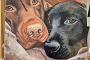Black &amp; Chocolate Labrador - oil painting