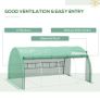 Polytunnel Greenhouse Walk-in Grow House Tent with Roll-up Sidewalls, Zipped Door and 8 Windows, 4x3x2m Green Image 4