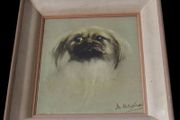 Beautiful Vintage Pekingese Dog Portrait Signed