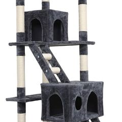Cat Tree Tower With Tunnel Condo Hammock Bed, 186cm Cat Activity Centres Scratching Post Tower Tree Pet Palace Cat Palace, Tall Cat Tree Climbing Tower
