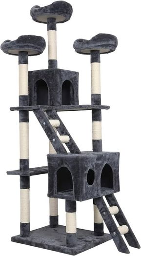 Cat Tree Tower With Tunnel Condo Hammock Bed, 186cm Cat Activity Centres Scratching Post Tower Tree Pet Palace Cat Palace, Tall Cat Tree Climbing Tower