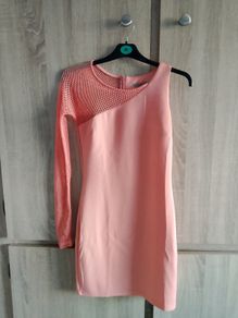 New mini dress one arm mesh net size sm coral