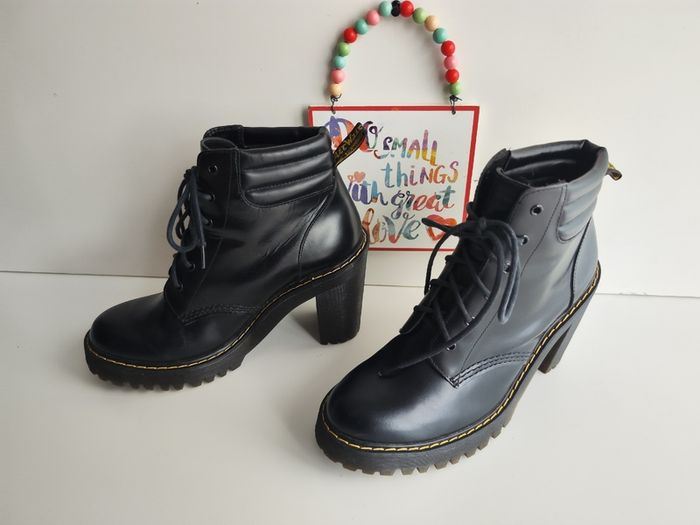 Dr Martens Persephone black leather chunky heel platform boots UK6.5 EU40 US8.5