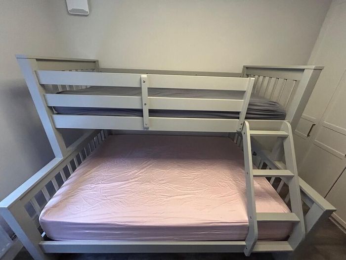 EZ living Lara Grey triple bunk bed with mattress