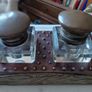 Antique double ink well desk stand Image 5
