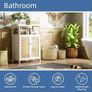 Bamboo Cabinet, Bathroom Storage Cabinet with Rattan Doors, Freestanding Floor Cupboard Image 4
