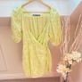 Zara Lime Green Openwork Embroidered Eyelet Wrap Mini Dress Puff Sleeve Image 2