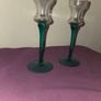 Vintage pair of Clear Glass Candle Holders with Aqua Green Twisted Stems Image 5