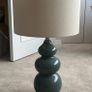 Tall table lamp - dark green base, cream shade Image 3