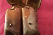 militaria; yugo double &amp;single ammo leather pouch