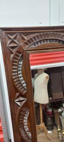 Antique French 1930s mirror has distressed solid wooden frame very nice piece