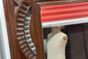 Antique French 1930s mirror has distressed solid wooden frame very nice piece