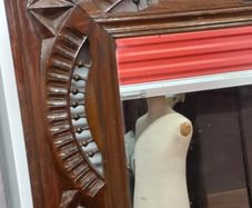 Antique French 1930s mirror has distressed solid wooden frame very nice piece